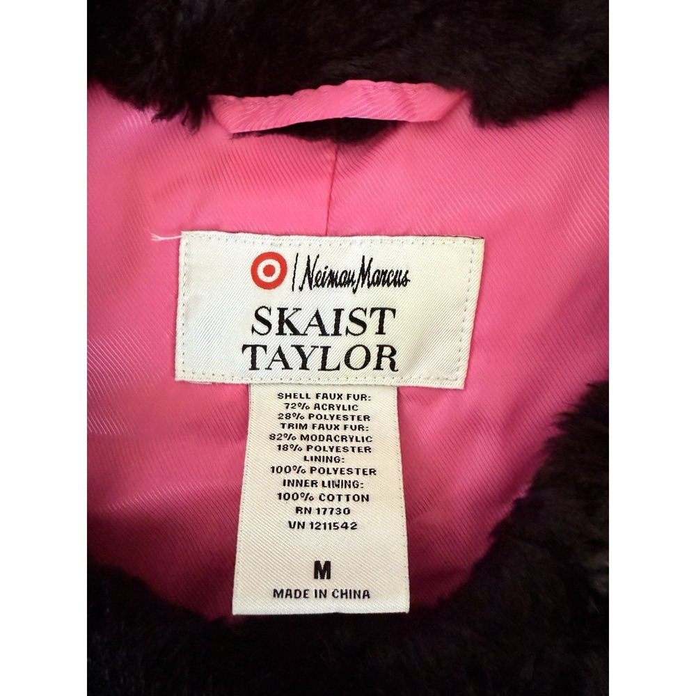 Vintage Women's Skaist Taylor Neiman Marcus Faux Fur‎ Vest Black Medium Pockets - Picture 8 of 16